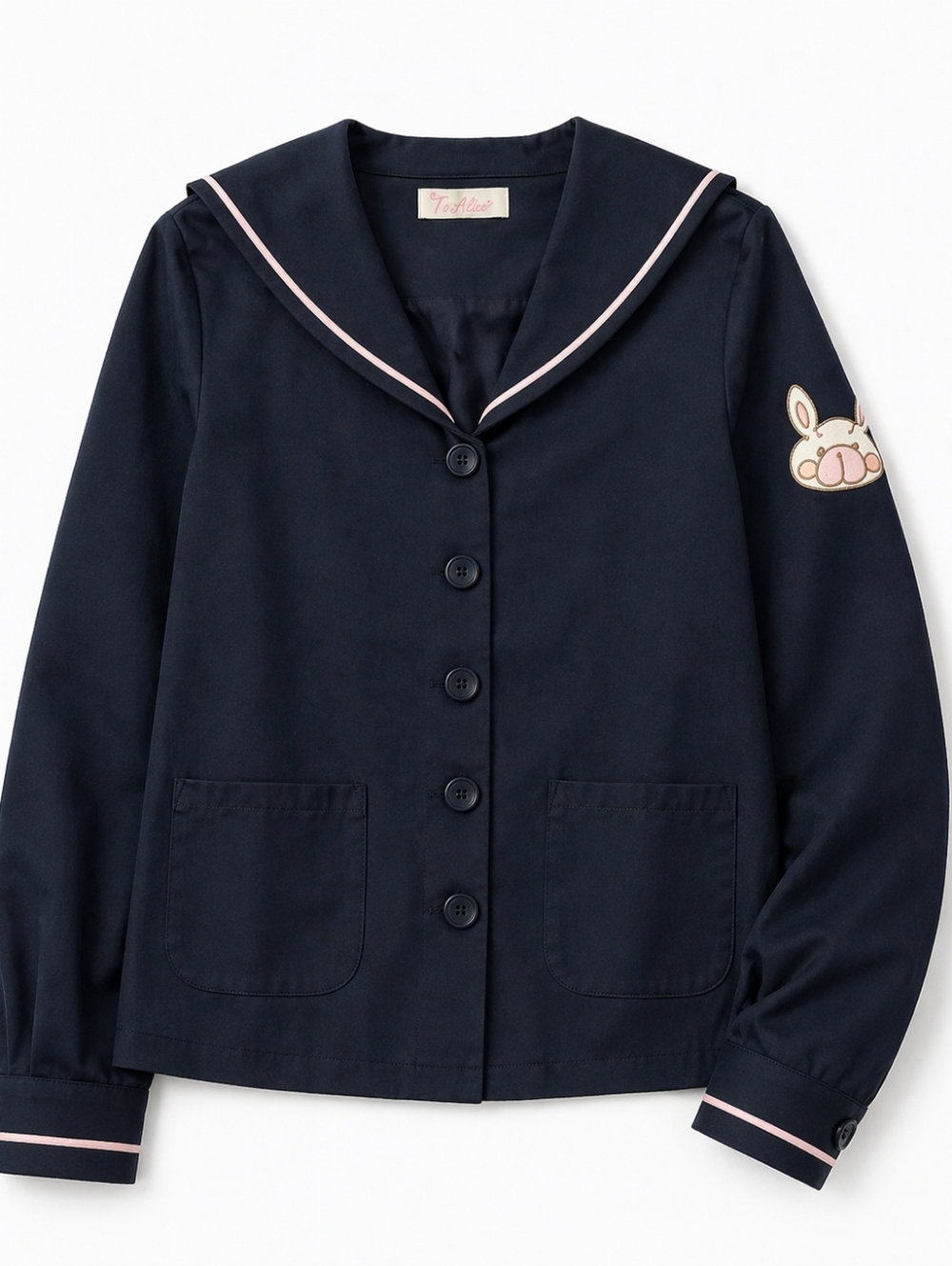 To Alice Navy Sailor Collar Bunny Patch Jacket Size M
